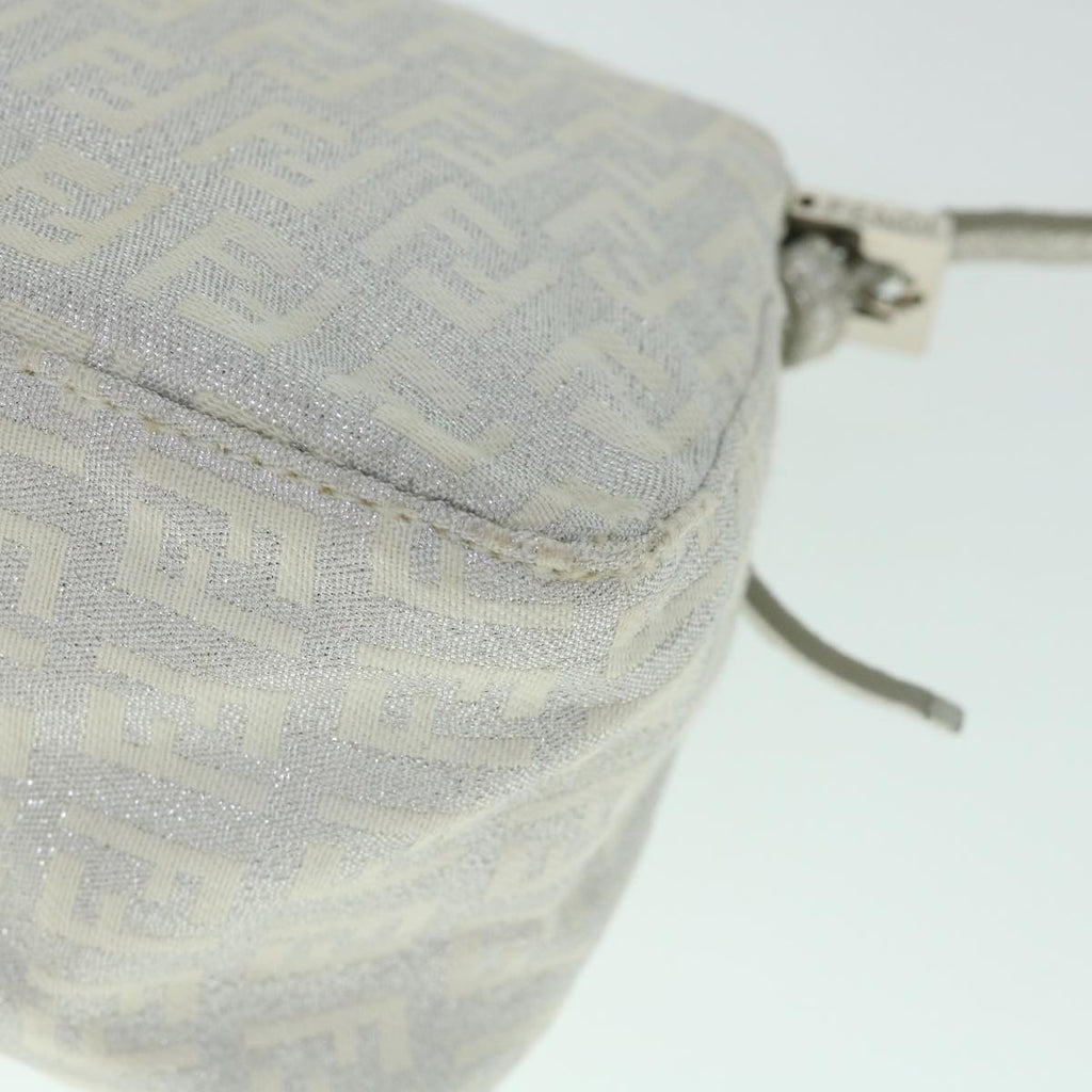 FENDI Zucchino Canvas Mamma Baguette Shoulder Bag Silverhk852
