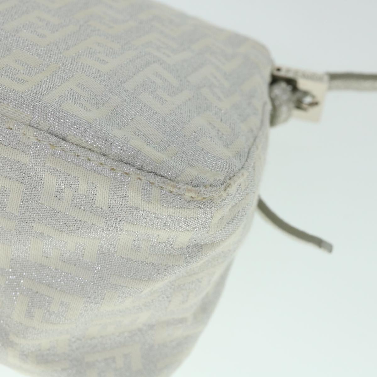 FENDI Zucchino Canvas Mamma Baguette Shoulder Bag Silverhk852