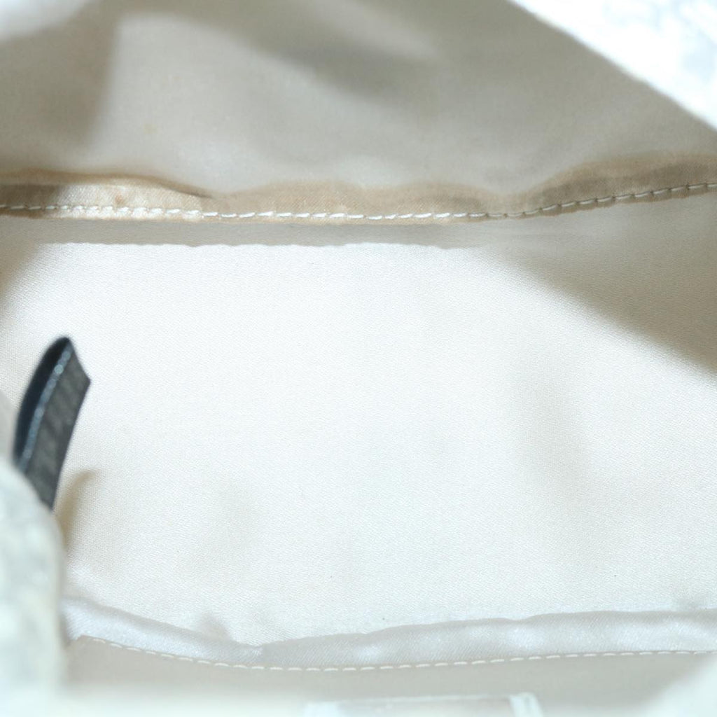FENDI Zucchino Canvas Mamma Baguette Shoulder Bag Silverhk852