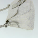 FENDI Zucchino Canvas Mamma Baguette Shoulder Bag Silverhk852