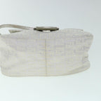 FENDI Zucchino Canvas Mamma Baguette Shoulder Bag Silverhk852
