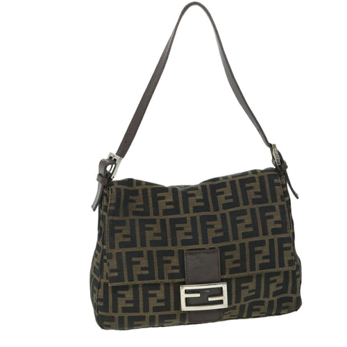 FENDI Zucca Canvas Mamma Baguette Shoulder Bag Brownhk856
