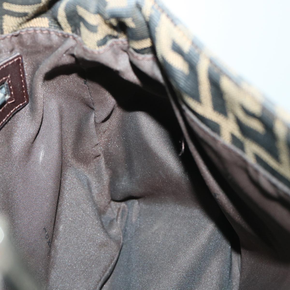 FENDI Zucca Canvas Mamma Baguette Shoulder Bag Brownhk856