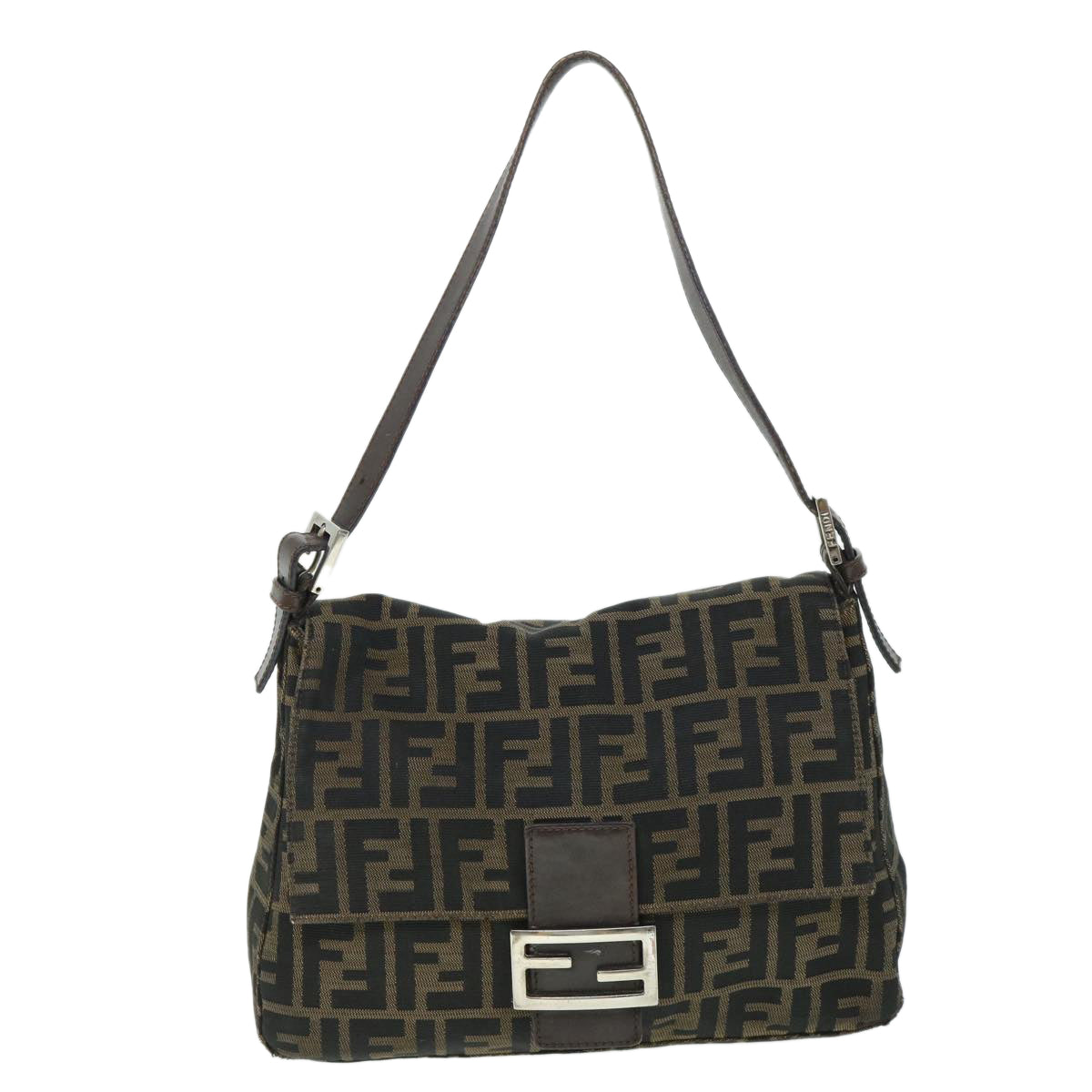 FENDI Zucca Canvas Mamma Baguette Shoulder Bag Brownhk856