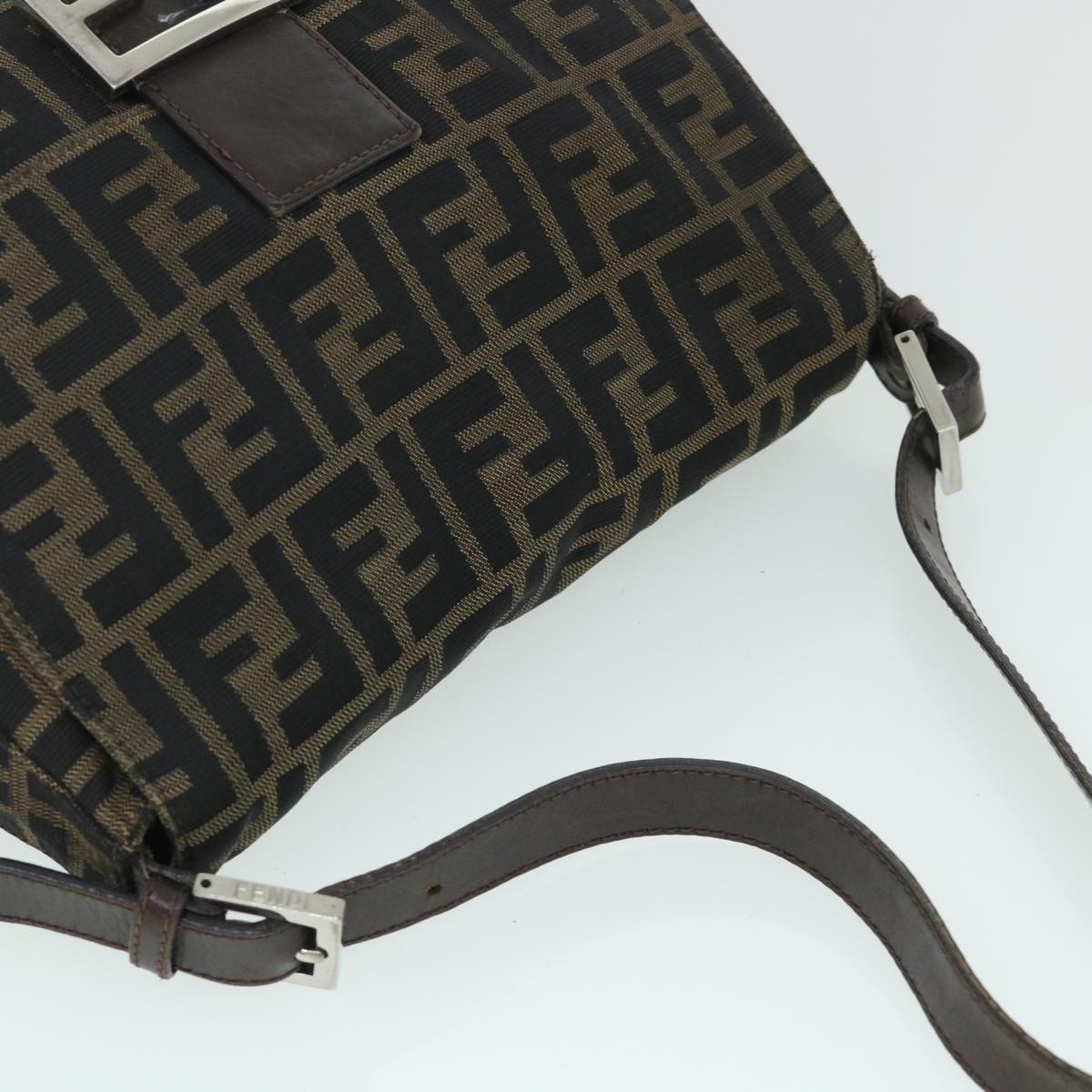 FENDI Zucca Canvas Mamma Baguette Shoulder Bag Brownhk856