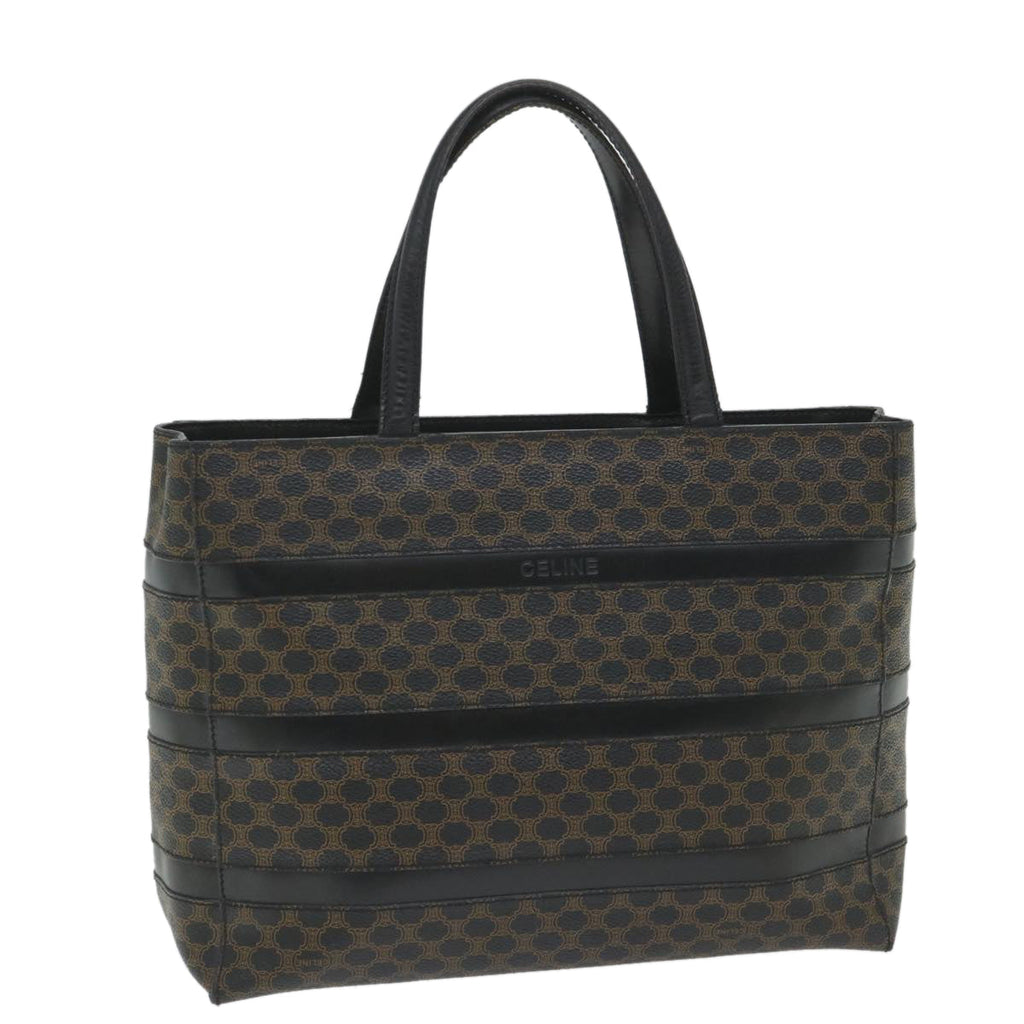 CELINE Macadam Canvas Tote Bag PVC Leather Black  hk888