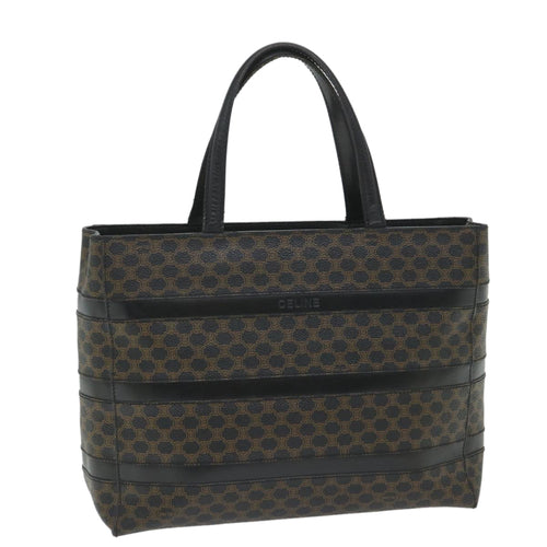CELINE Macadam Canvas Tote Bag PVC Leather Black  hk888