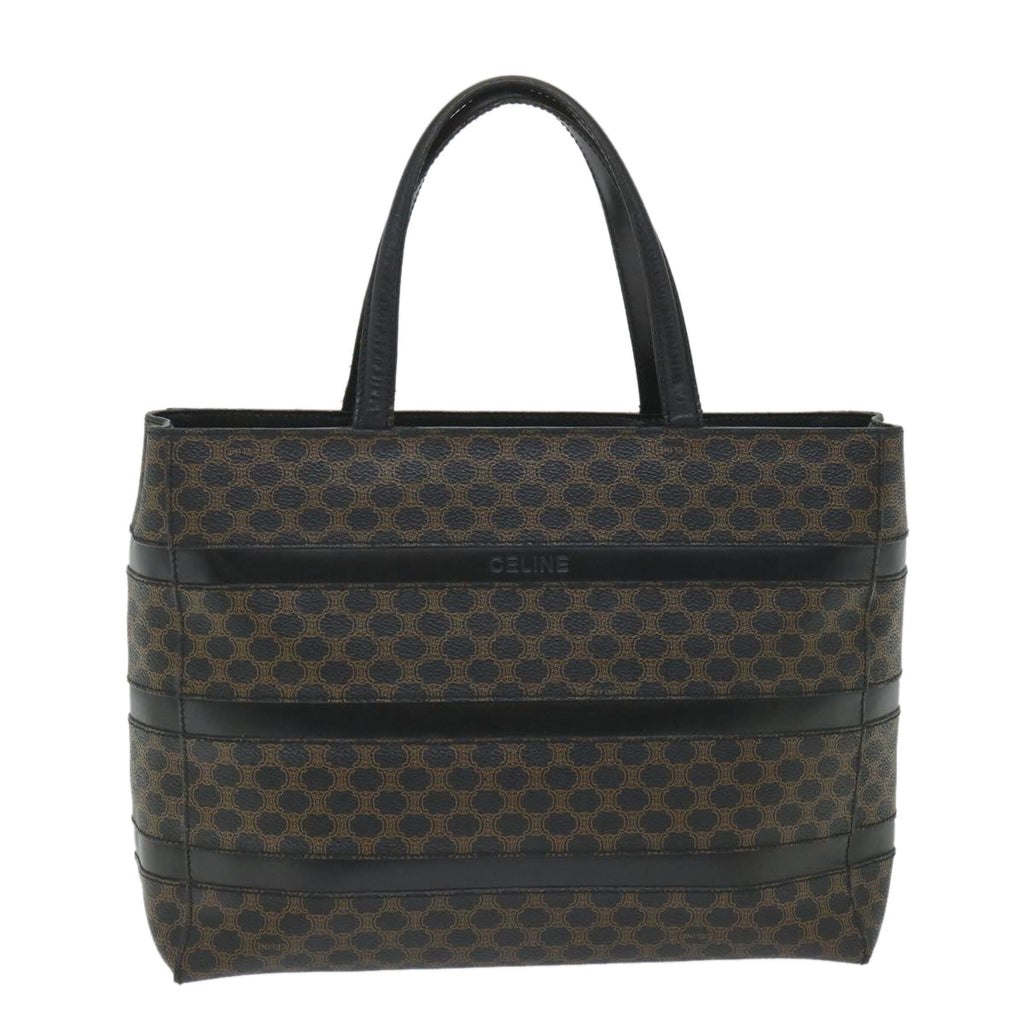 CELINE Macadam Canvas Tote Bag PVC Leather Black  hk888