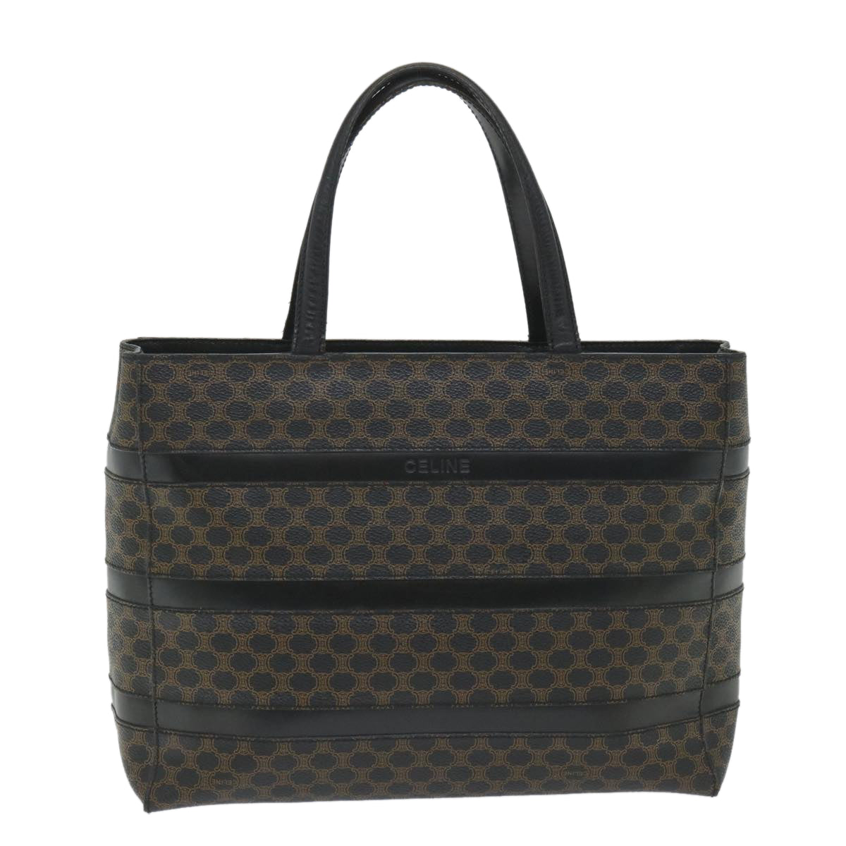 CELINE Macadam Canvas Tote Bag PVC Leather Black  hk888