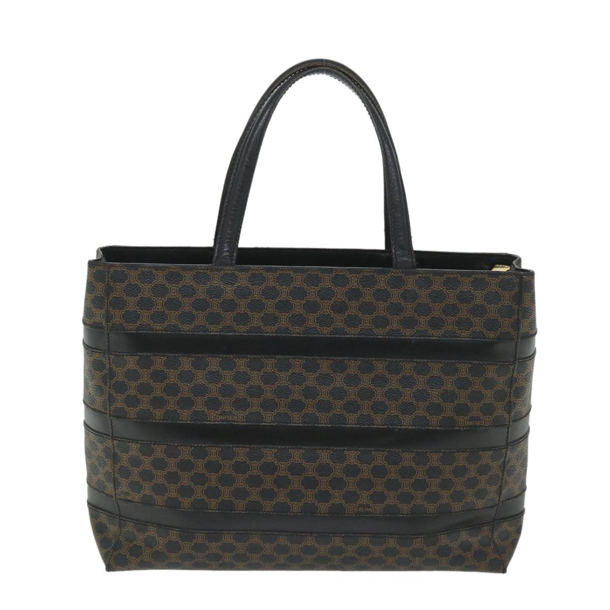 CELINE Macadam Canvas Tote Bag PVC Leather Black  hk888