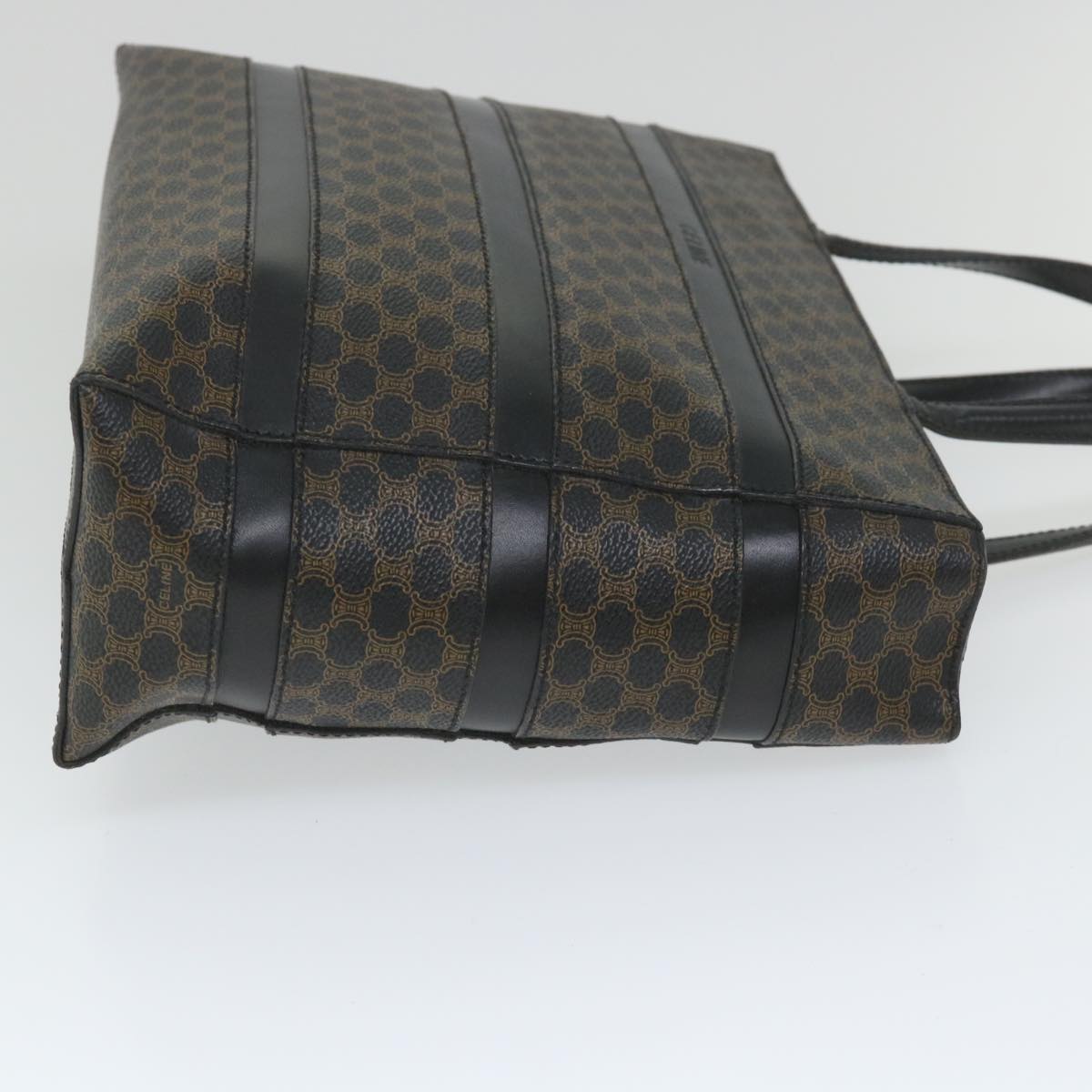 CELINE Macadam Canvas Tote Bag PVC Leather Black  hk888