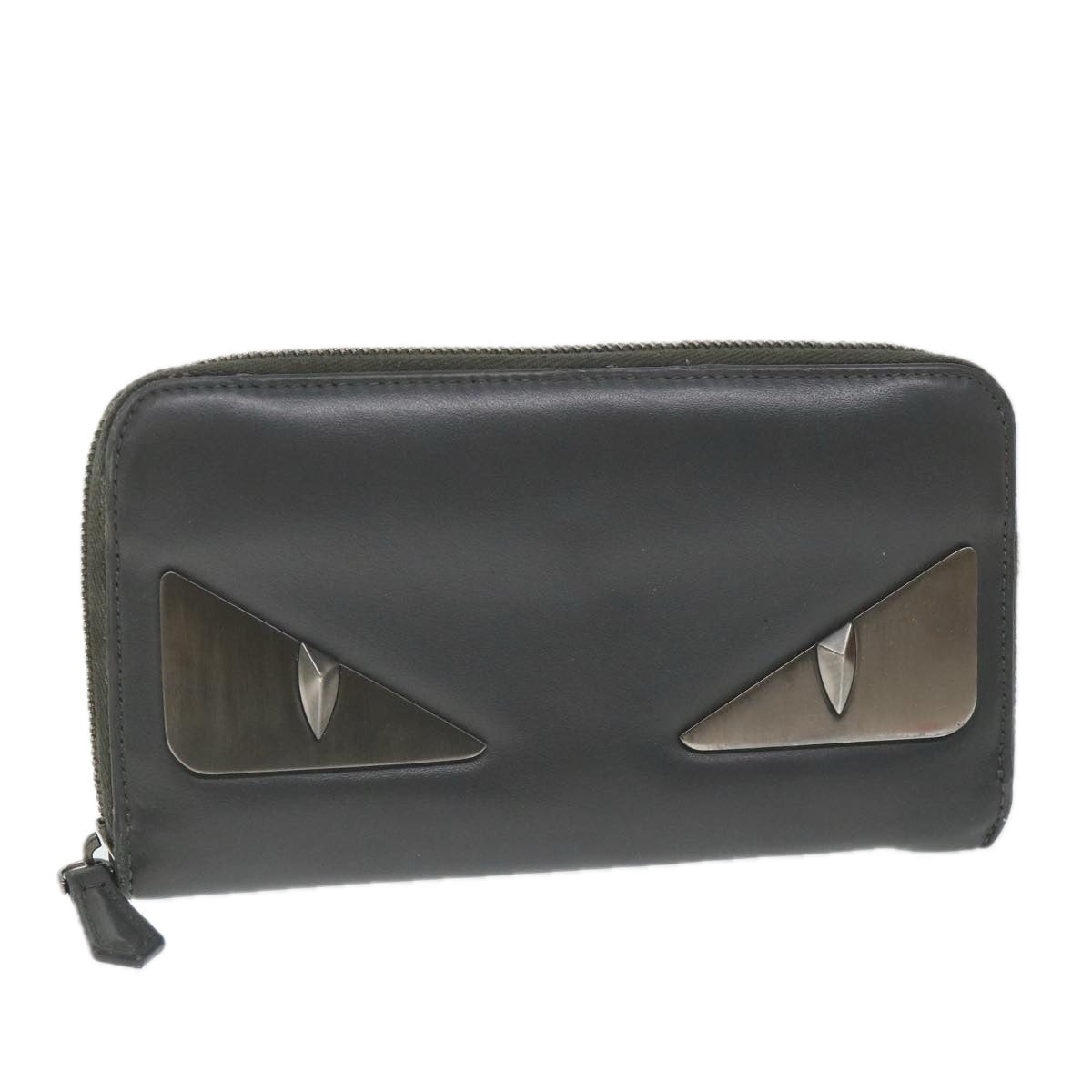 FENDI Long Wallet Leather Grayhk904