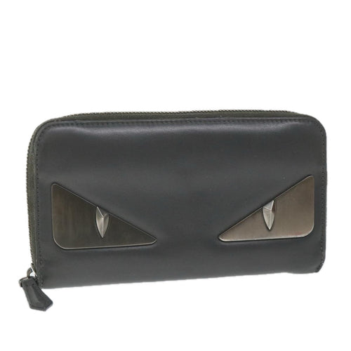 FENDI Long Wallet Leather Grayhk904