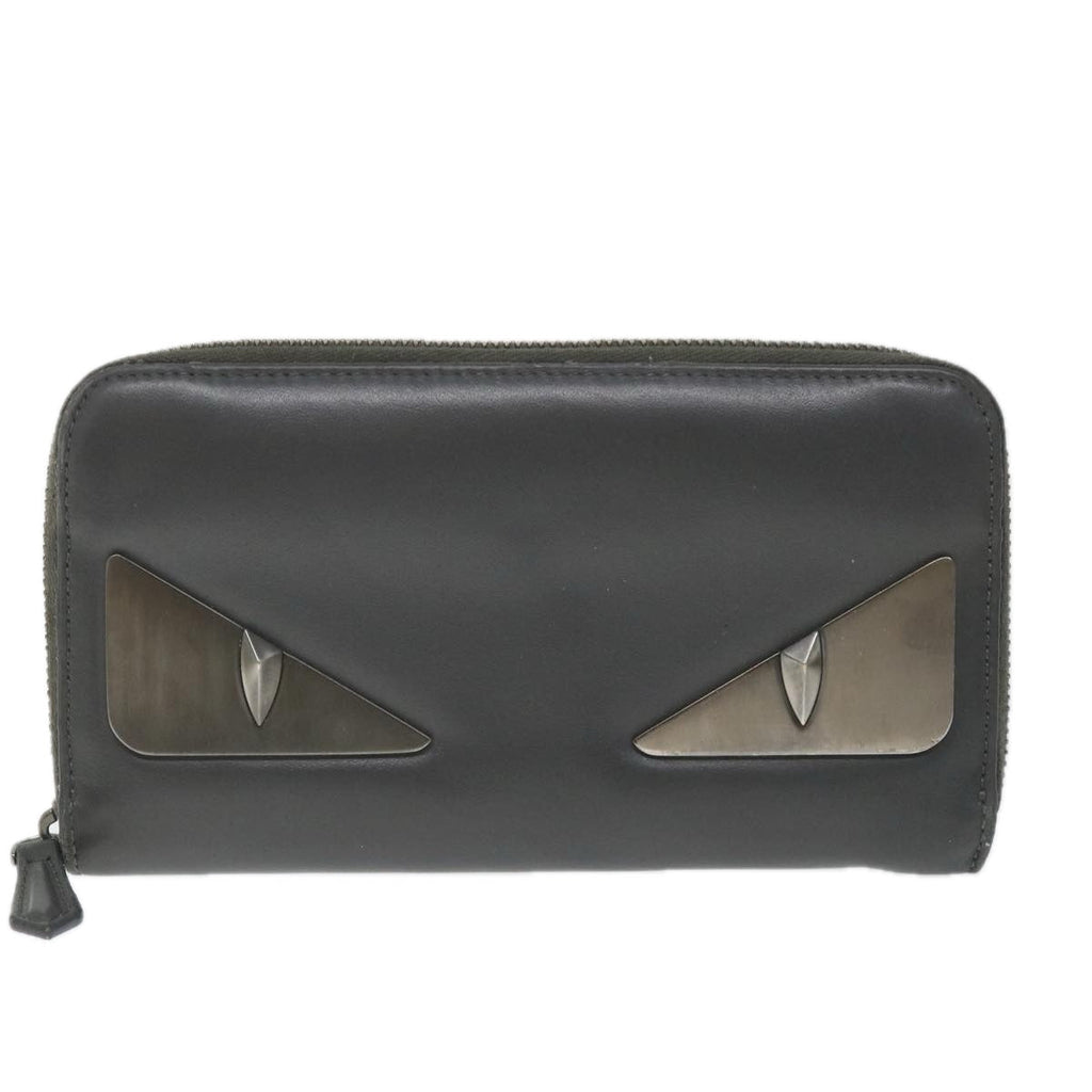 FENDI Long Wallet Leather Grayhk904