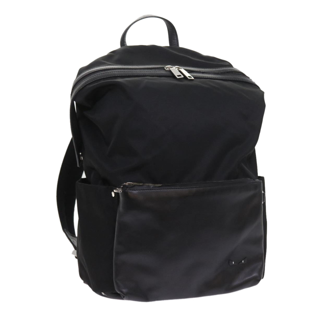 FENDI Backpack Nylon Leather Blackhk906