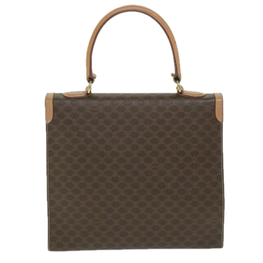 CELINE Macadam Canvas Top Handle Hand Bag PVC Leather Brown  hk911