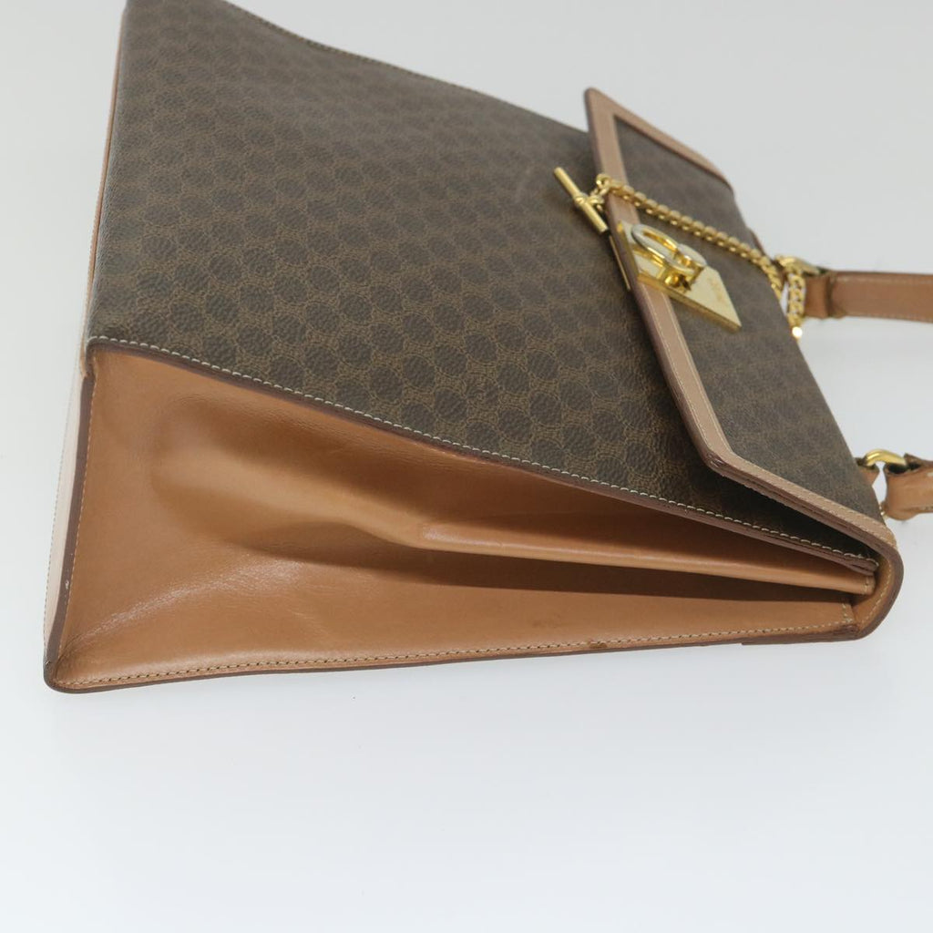 CELINE Macadam Canvas Top Handle Hand Bag PVC Leather Brown  hk911