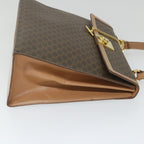 CELINE Macadam Canvas Top Handle Hand Bag PVC Leather Brown  hk911