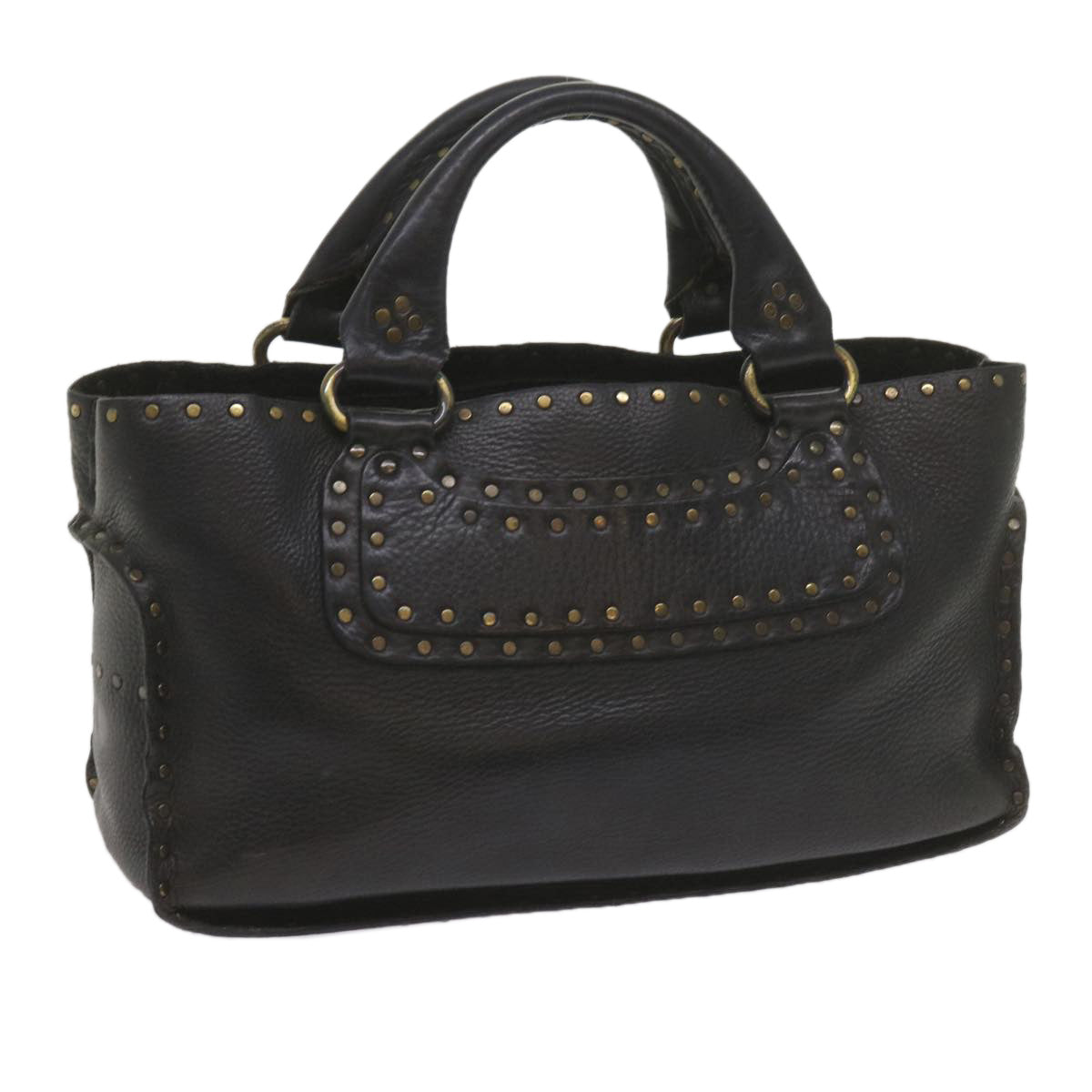 CELINE Hand Bag Leather Black  hk948