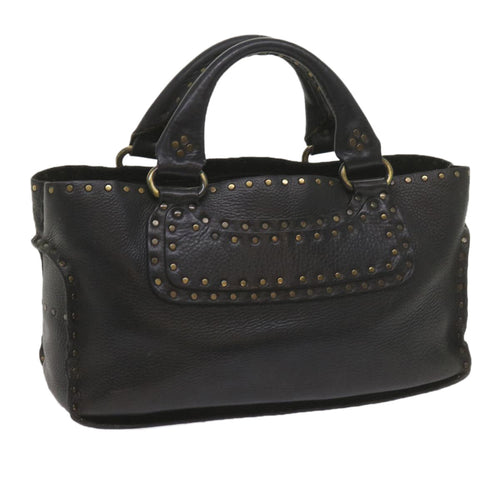 CELINE Hand Bag Leather Black  hk948