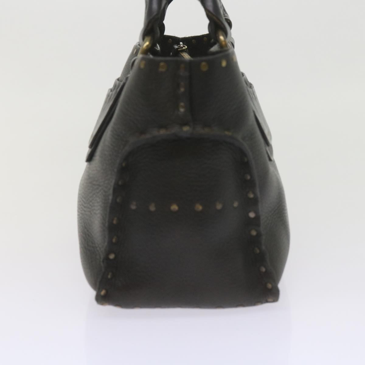 CELINE Hand Bag Leather Black  hk948