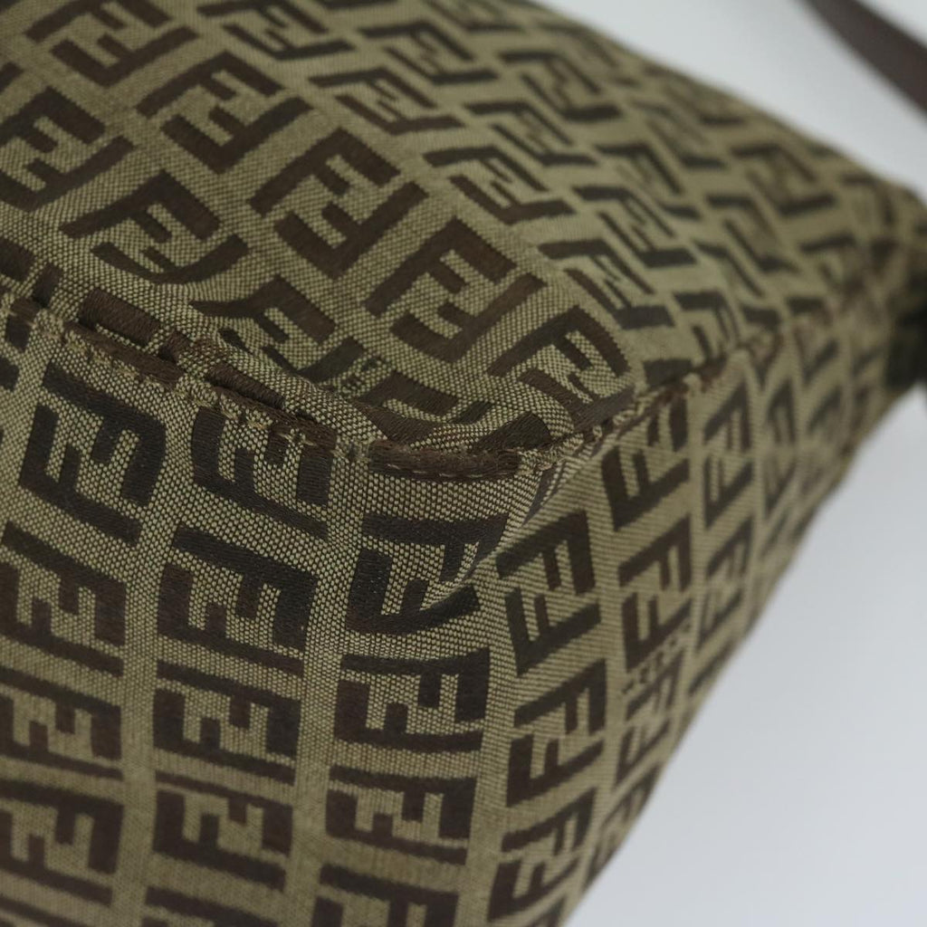 FENDI Zucchino Canvas Mamma Baguette Shoulder Bag Brownhk949
