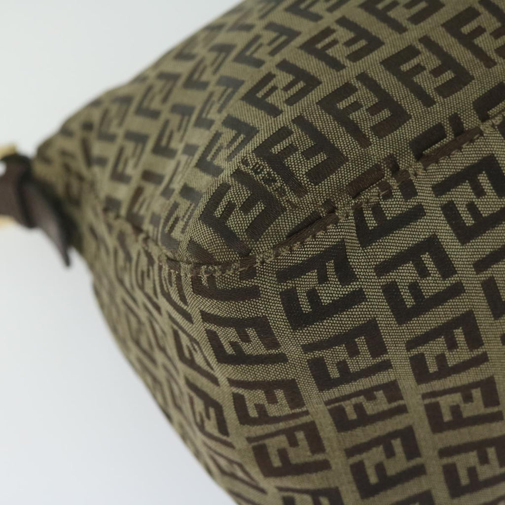 FENDI Zucchino Canvas Mamma Baguette Shoulder Bag Brownhk949