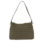 FENDI Zucchino Canvas Mamma Baguette Shoulder Bag Brownhk949
