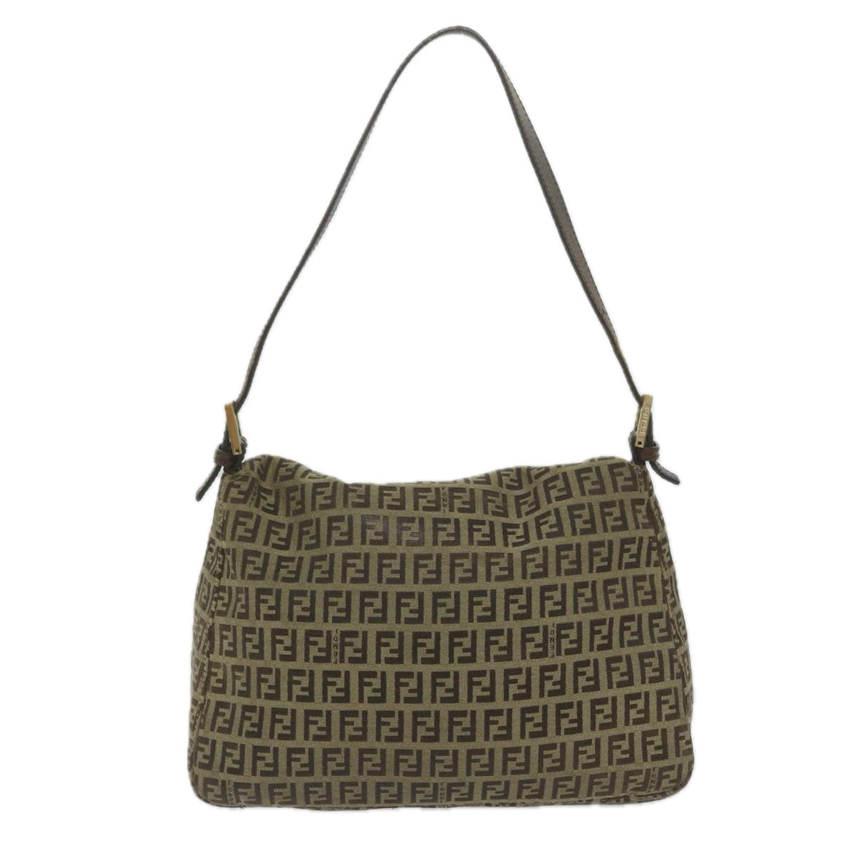 FENDI Zucchino Canvas Mamma Baguette Shoulder Bag Brownhk949
