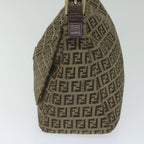 FENDI Zucchino Canvas Mamma Baguette Shoulder Bag Brownhk949