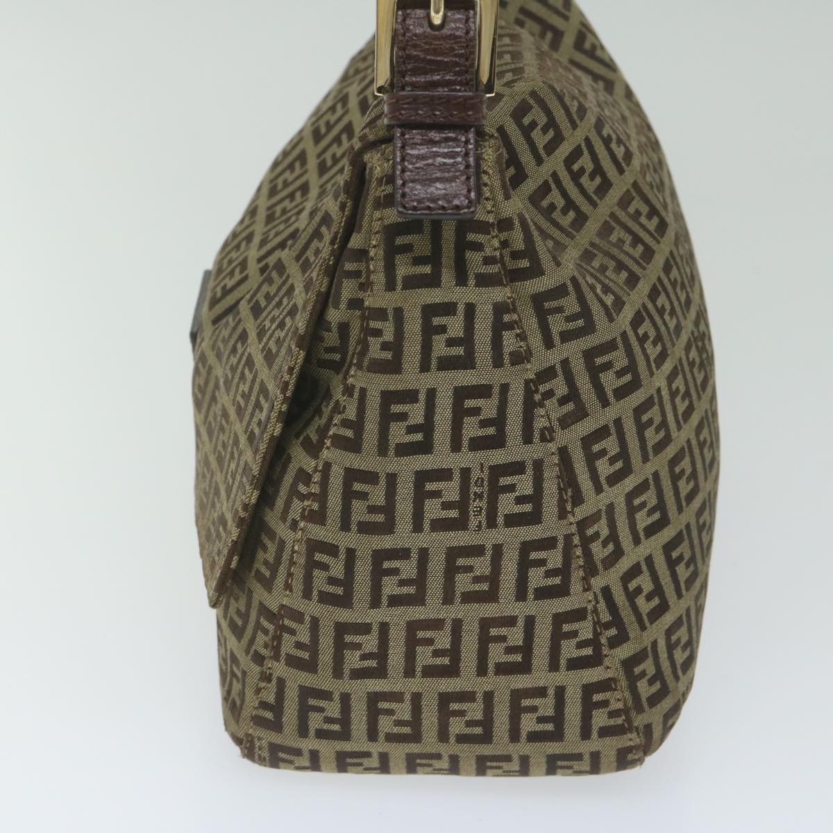 FENDI Zucchino Canvas Mamma Baguette Shoulder Bag Brownhk949