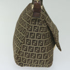 FENDI Zucchino Canvas Mamma Baguette Shoulder Bag Brownhk949