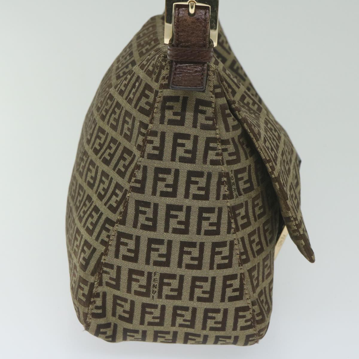 FENDI Zucchino Canvas Mamma Baguette Shoulder Bag Brownhk949