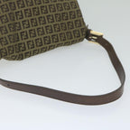 FENDI Zucchino Canvas Mamma Baguette Shoulder Bag Brownhk949