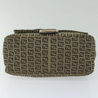 FENDI Zucchino Canvas Mamma Baguette Shoulder Bag Brownhk949