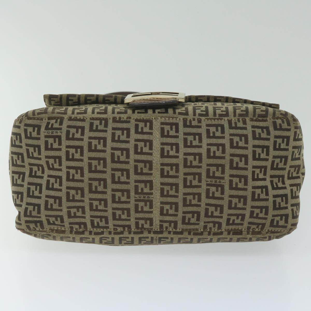 FENDI Zucchino Canvas Mamma Baguette Shoulder Bag Brownhk949