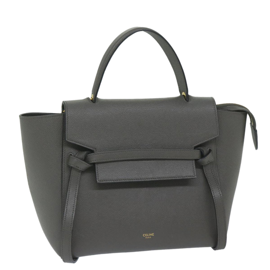 CELINE Micro Belt Hand Bag Leather Gray  hk968