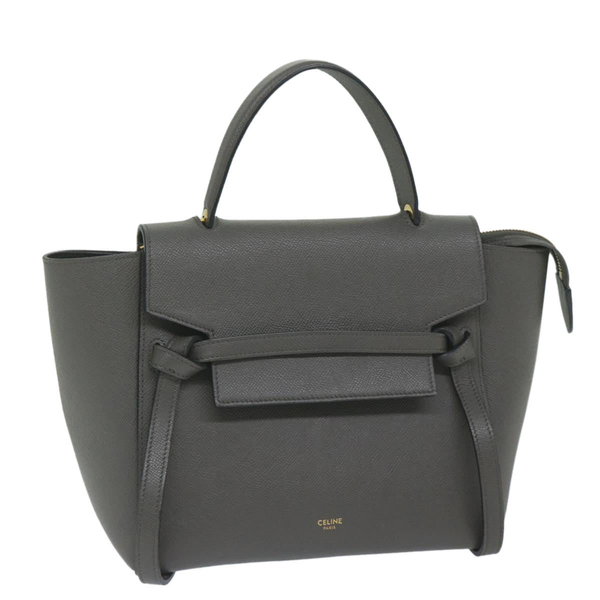 CELINE Micro Belt Hand Bag Leather Gray  hk968