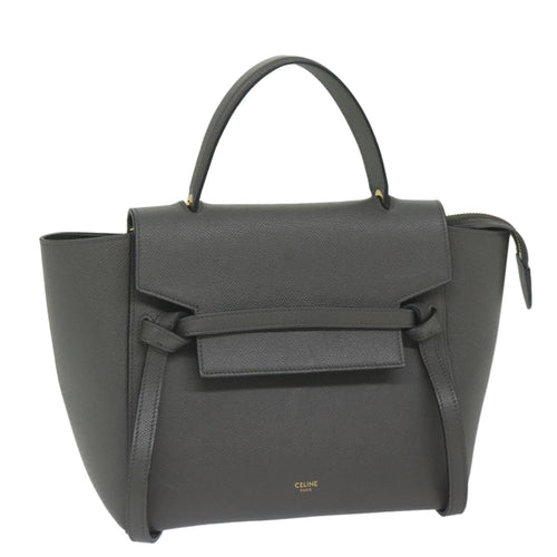 CELINE Micro Belt Hand Bag Leather Gray  hk968