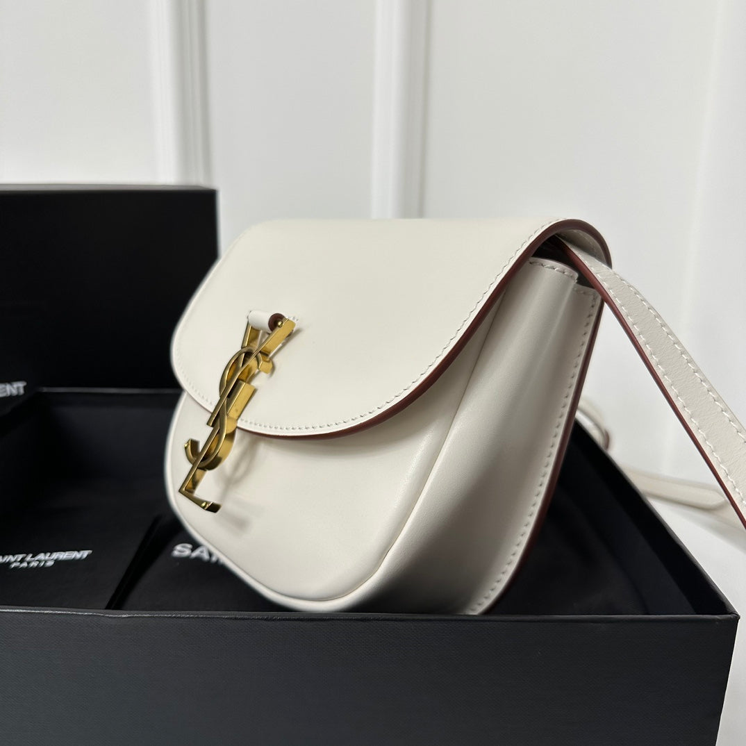 Saint Laurent SL Kaia Small Satchel in white smooth leather