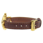Fendi Oval Watch Gold Plated Leather Quartz 640L