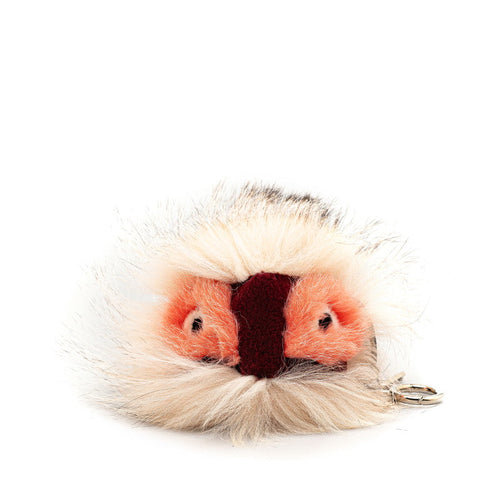 Fendi Monster Fur Keychain Charm Orange Red
