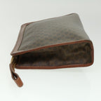 CELINE Macadam Canvas Clutch Bag PVC Leather Brown  im378
