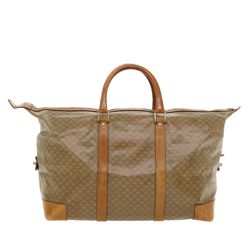 CELINE Macadam Canvas Boston Bag PVC Leather Beige  im402