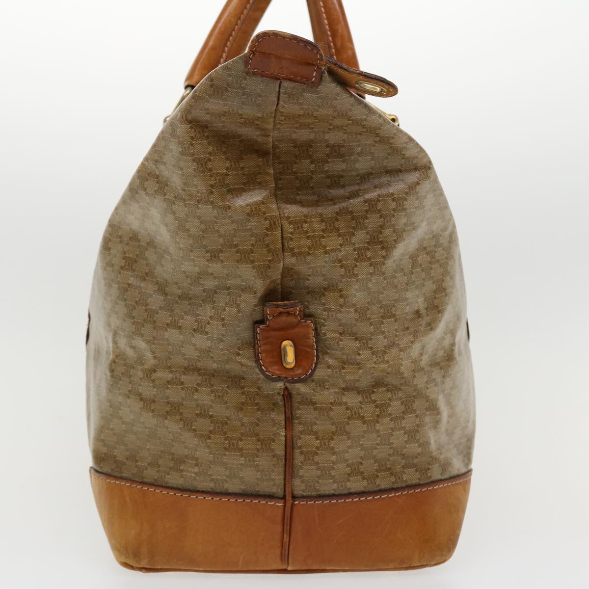 CELINE Macadam Canvas Boston Bag PVC Leather Beige  im402