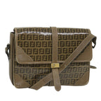 FENDI Zucchino Canvas Shoulder Bag Coated Canvas Brownim452
