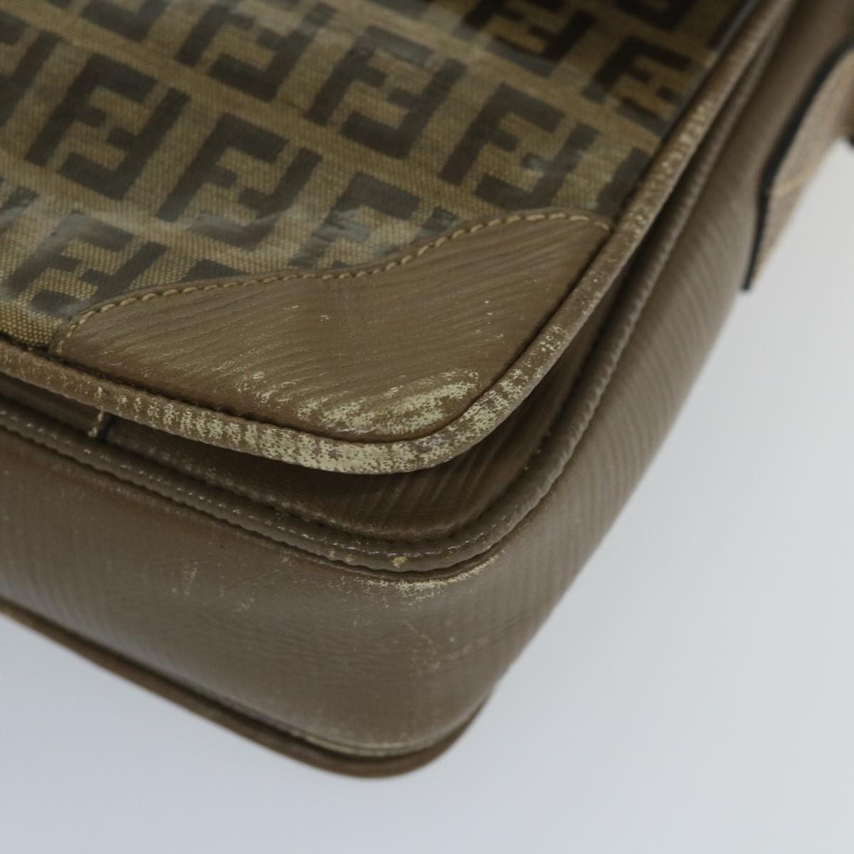 FENDI Zucchino Canvas Shoulder Bag Coated Canvas Brownim452