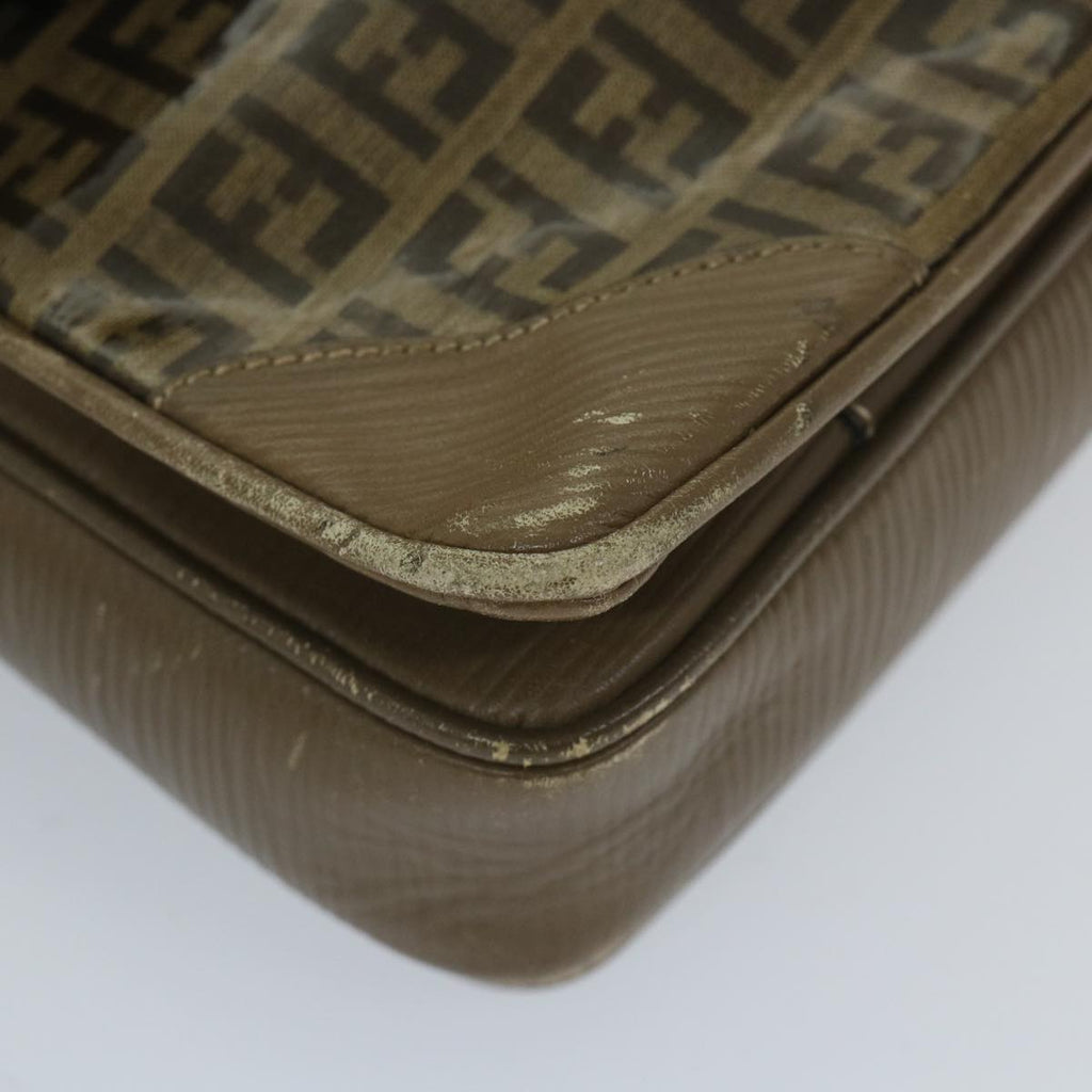 FENDI Zucchino Canvas Shoulder Bag Coated Canvas Brownim452