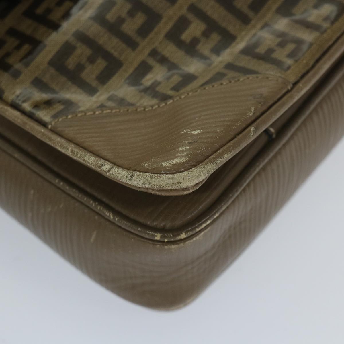 FENDI Zucchino Canvas Shoulder Bag Coated Canvas Brownim452
