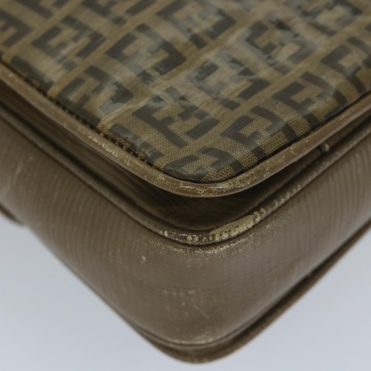 FENDI Zucchino Canvas Shoulder Bag Coated Canvas Brownim452